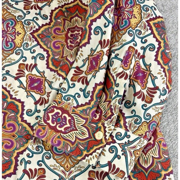 Chicos 2 US M‎ Colorful Medallion Button Up Back Shirt Boho Regal Art To Wear - Picture 6 of 11